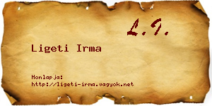 Ligeti Irma névjegykártya